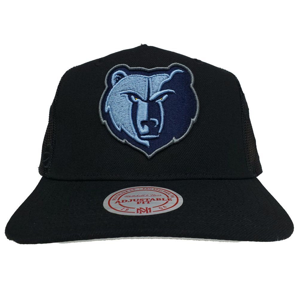 Memphis Grizzlies Mitchell & Ness Trucker Snapback Hat Cap 3D Logo Black NWT